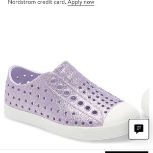 Girls size 5 native shoes- purple sparkles